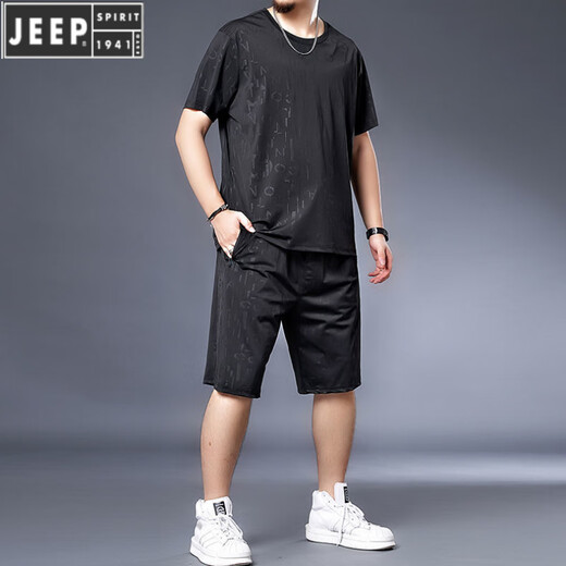 Jeep Spirit Silk Silk Camiseta de secado rápido Hombre Fat Man más grasas