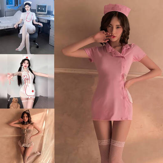 情趣护士制服cos性感蕾丝纯欲套装女内衣床上情侣趣味万圣节qqny 7027均码-粉帽子-连衣裙-T裤 80 其它尺码