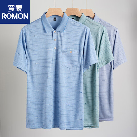 Romon Daddy's Revers Ice Seide Kurzärärmelte T-Shirt für Männer mittleren Alters für Herren-Freizeit-T-Shirt für mittlere und älter