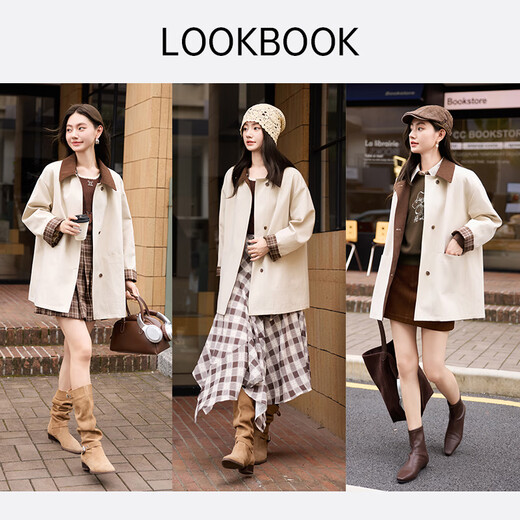 Xiangying Lapel Windbreaker Women's Mid-Length 2025 Autumn New Lyocell Contrast Color Stitching Small Casual Jacket Camel M