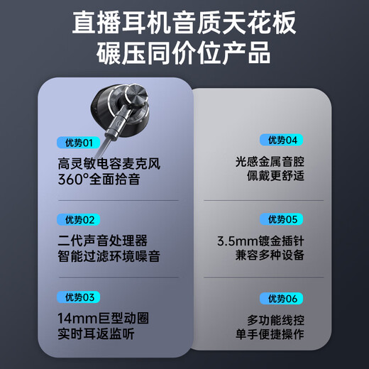 Suoying dual-mic noise reduction and anti-blowout wired earphones for karaoke type-C port 3.5mm singing mobile phone recording live broadcast microphone all-in-one singing bar with built-in sound card to record songs for everyone capacitor dual microphone + 14mm dynamic coil Type-C karaoke earphones dedicated for mobile phone recording