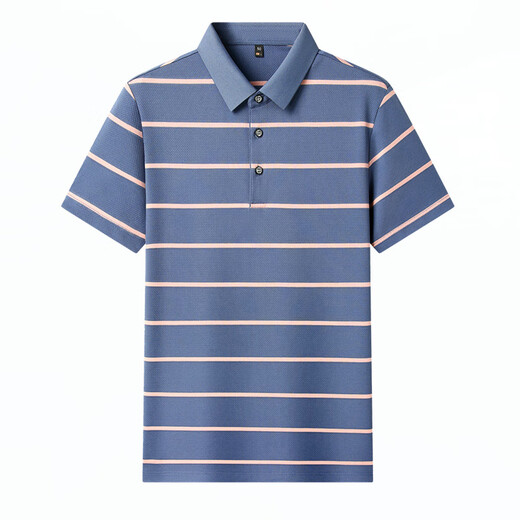 CEO Yageol Kurzarm T-Shirt für Männer Sommer 2025 Neues reines Baumwollstreifen mittlere Eisen-freies Geschäft mit dünnem Polo-Hemd Dunkelblau Y15100 m 48