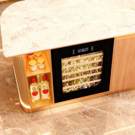 Seclusion and fame handleless touch door embedded red wine cabinet constant temperature wine cabinet tea beverage cabinet frost-free air-cooled heat-free frequency conversion wine cabinet fully embedded wine cabinet 696 height single temperature black/variable frequency 36 bottles
