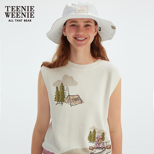 Teenie Weenie小熊女装毛衣2025年夏季新款松弛感柔软舒适刺绣背心 白色 M