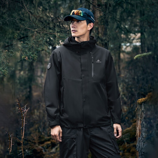 Trailblazer Lin Gengxin's same style Blue Bird Jacket three-in-one men's outdoor windproof and waterproof mountaineering jacket jacket autumn turquoise blue black liner丨fleece two-piece set L