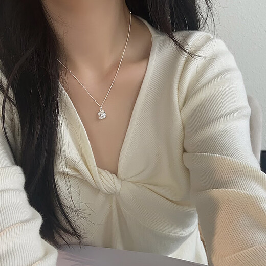 老庙925纯银贝壳贝母珍珠项链女生时尚简约精致锁骨链轻奢设计感颈链 925贝壳珍珠项链