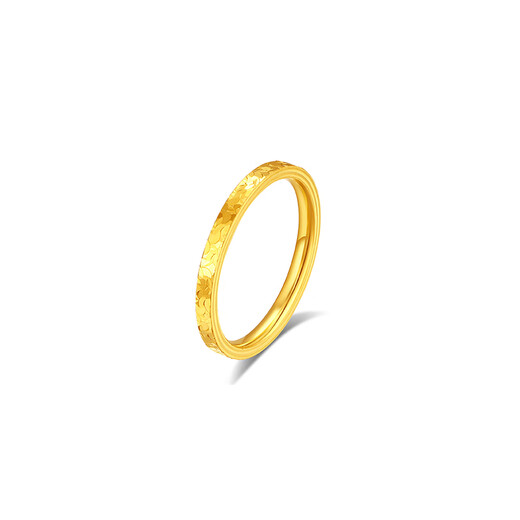 Chinese jewelry broken ice gold ring new plain ring ring solid gold ring birthday double 11 gift for girlfriend and wife broken ice gold ring about 0.6g size 15