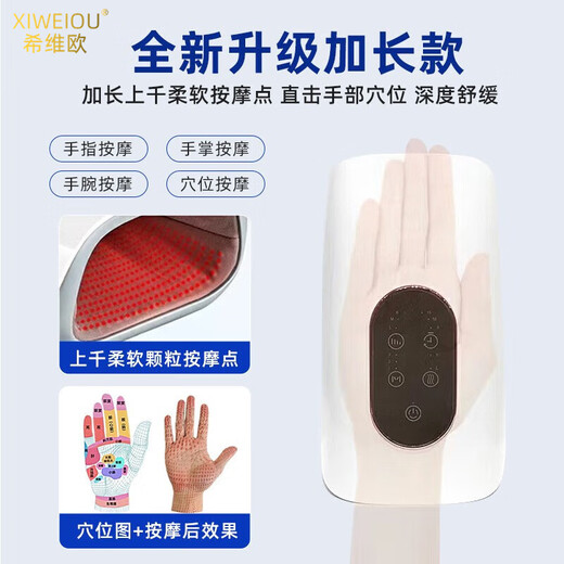Xivio electric hand massager, palm and wrist joint numbness relief artifact, meridian and acupuncture points, fully automatic heating and kneading massager, holiday gift for elders, white