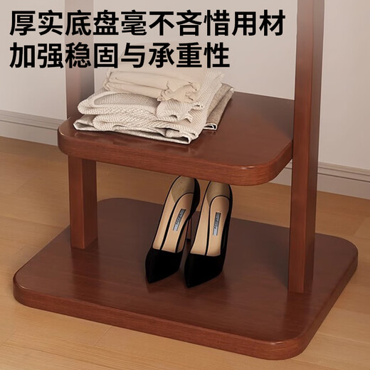 Quanpinwu solid wood coat rack floor-standing vertical clothes drying rack small apartment bedroom room hanging bag simple storage rack advanced