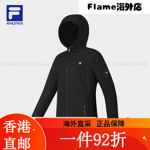 斐乐（FILA）FILA 官方女士梭织外套2025春新款健身运动基础加绒 深黑-BK S160/80A 均码