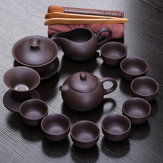 Xiangye complete set of raw ore purple clay kung fu tea set home office teapot teacup cover bowl tea set gift box