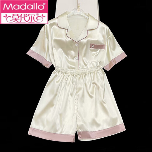 Modal 2025 Neue Eisseide-Pyjamas für Frauen kurzärmelige Sommerdünne Seide für im Freien tragbare Heimkleidung Set Frühling und Sommer FS_9214# Open/Hemd Doppelte Kurzspitzentasche m
