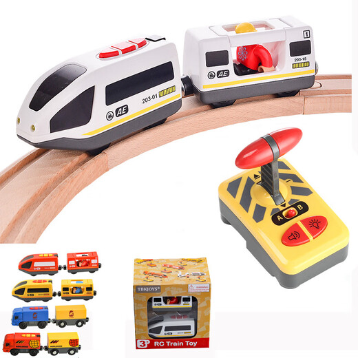 Tbkjoys Fernbedienung Hochgeschwindigkeit Elektromütiges Zugspielzeugkompatible Holzstrecke Kinder Fernbedienung LKW RC (Farbbox
