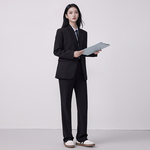 Troman black suit suit for women professional formal interview suit spring and autumn high-end women's suit jacket