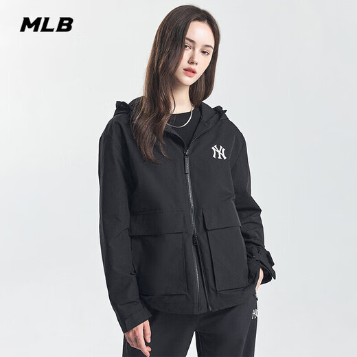 MLB外套男女装夏季2025年新款户外跑步训练运动服复古ny休闲连帽夹克 纽约洋基队/黑色 XS 160