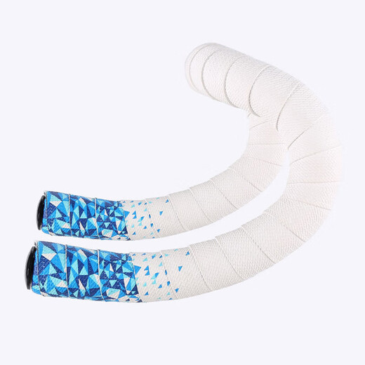 Teak mummy handlebar with gradient road bicycle handlebar curved handlebar wrap with non-slip strap wear-resistant riding blue polka dot elastic handlebar tape-2 rolls plus 2 handlebar plugs