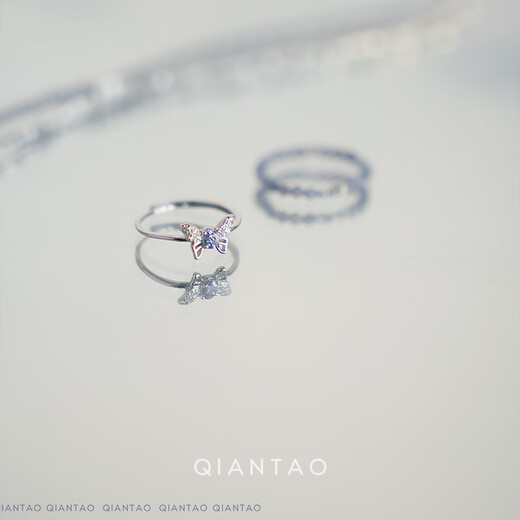 Fat Donglai quality tanzanite ring 925 silver female niche design temperament versatile fantasy natural tanzanite butterfly silver support ring opening adjustable