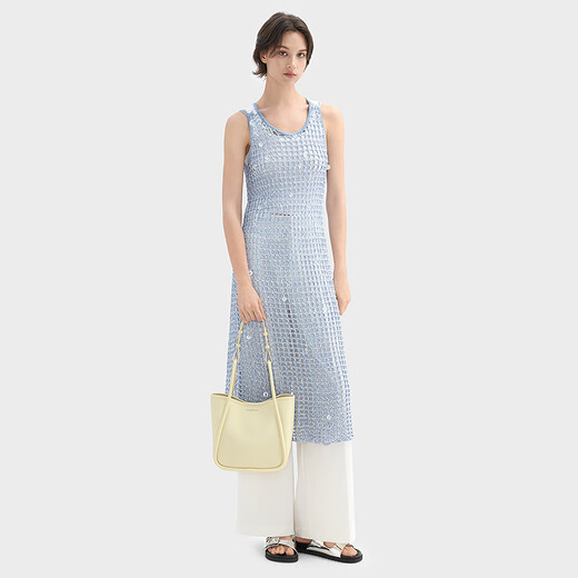 CHARLES/KEITH25 summer new product large capacity commuter one-shoulder tote bun mother bag Chinese Valentine's Day gift CK2-30782647 Butter Yellow cream yellow M