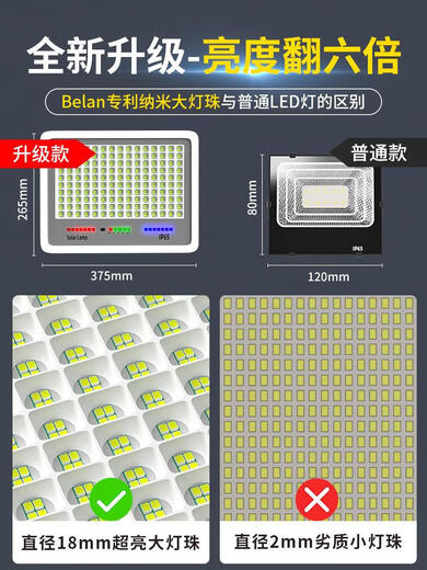 Belan Solar Outdoor Lights Courtyard Lights Super hell hellstärkeres wasserdichtes Innen- und Außeninduktion Haushalt LED-Straßenleuchten Nano-Reflexion Doppellampenköpfe 679 Fernbedienung/Lichtsteuerung