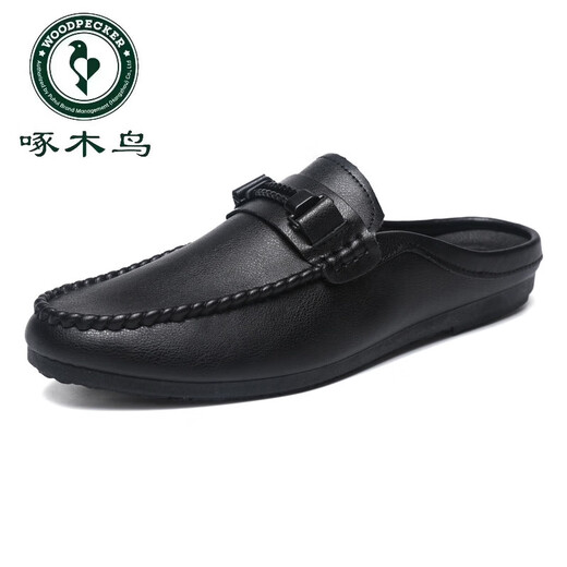 
Woodpecker Casual Thin High-end Business Black Men's Lof Beanie Shoes Men's Leather Shoes Outdoor Breathable Trendy Soft Leather Waterproof D898 Black 39