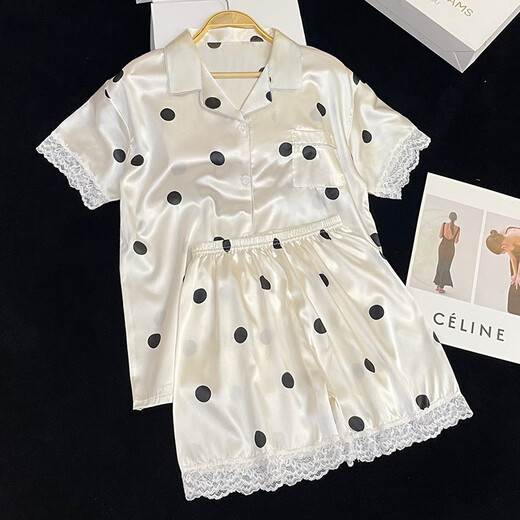 南极人跨境蕾丝花边短袖短裤甜美风少女家居服可外穿休闲舒适两件套 套WLW9227# M 【建议80-100斤】