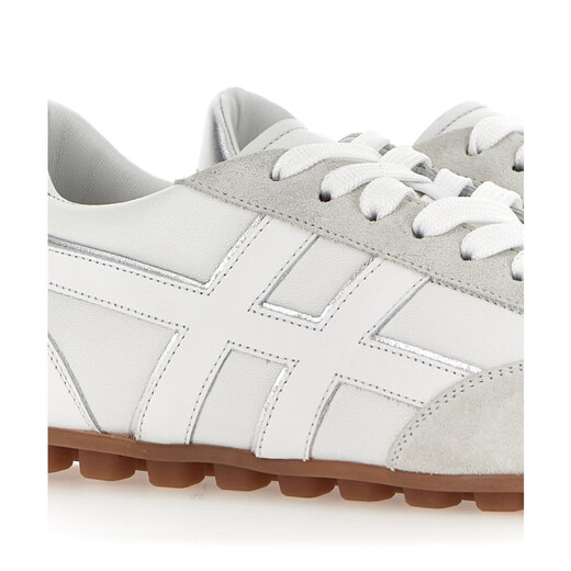 Hogan Frauenschuhe Neue Läufer Serie H693 Fashion Retro bequeme Freizeitschuhe Eins Schuhe Weiß/Silberschwanz 37.5