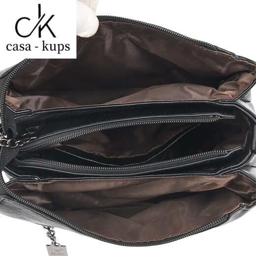 casa-kups women's bag 2025 new fashion one-shoulder crossbody bag soft leather versatile middle-aged mother bag large capacity shoulder bag black large size handbag + card bag