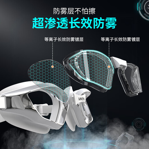 鲸鱼N1长效防雾泳镜中框999天起雾换新游泳眼镜男女近视可选度数泳帽 银色（茶色镜片）999天起雾换新