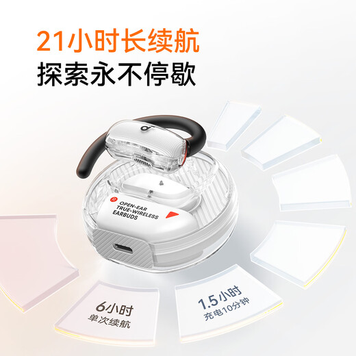 声阔（SoundCore）【国家补贴】V40i潮音圈开放式耳机挂耳式蓝牙耳机无线科技感运动不入耳可调节适用苹果华为小米白