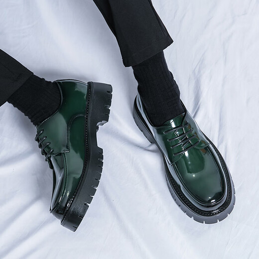 Prince Yierkang wears leather shoes for men's summer new British style business formal wear round toe black patent leather glossy wedding groom best man Wenzhou leather shoes-15276 all black (high-end model) 41 standard leather shoe size