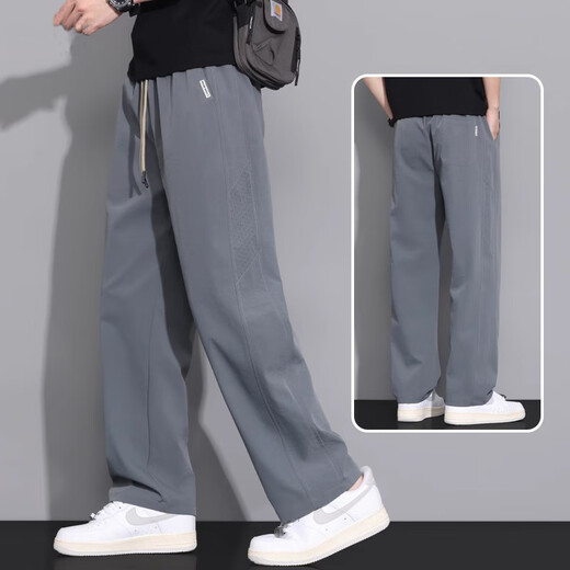 Jüdische Eisseide -Scimitar -Hosen für Männer Sommer dünn 2025 Neu loser, gerade Sommer drapiert entspannte lässige Hose 6636 Khaki [leicht und atmungsaktiv] 3xl