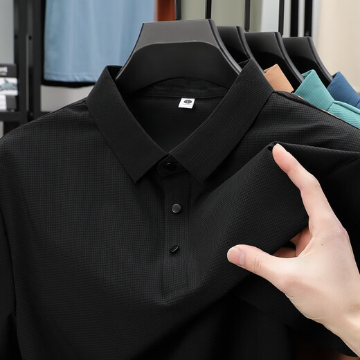 
zzang/ins light luxury high-end brand ice-sensing short-sleeved POLO shirt men's summer new casual lapel business t-shirt top 12357 dark blue 4XL (recommended 180-200Jin [Jin equals 0.5 kg])