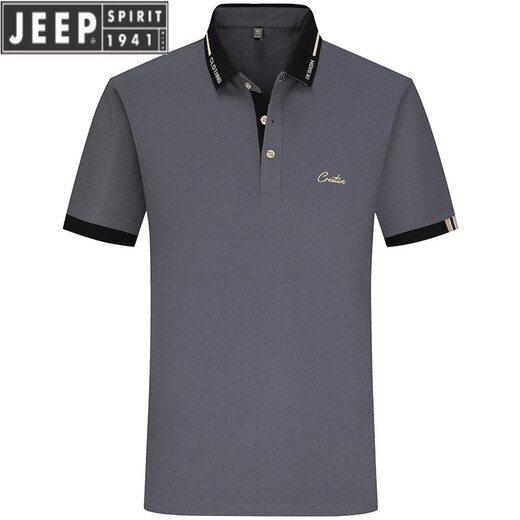 
JEEP SPIRIT Ice Silk Cotton POLO. Shirt Short Sleeve T-shirt Men's Shirt Top Men's Lapel Letters T-shirt 2025 Summer New Style 679 White M