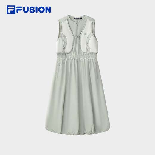 FILA FUSION赵露思同款|斐乐潮牌女装连衣裙2025秋新款时尚修身背心裙 冷白灰-GY M 165/84A/M