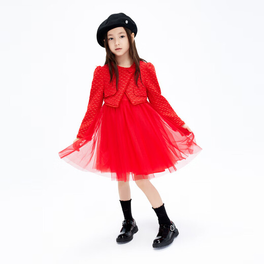 Little MO&Co. New Year's greetings clothing, children's clothing, girls' New Year's skirts, mesh dresses, Western-style dresses for children
