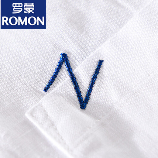 罗蒙（ROMON）男士亚麻翻领短袖恤宽松衬衫领上衣服有带领T棉麻料体恤麻布夏装 yunyi-9711黄色 XL