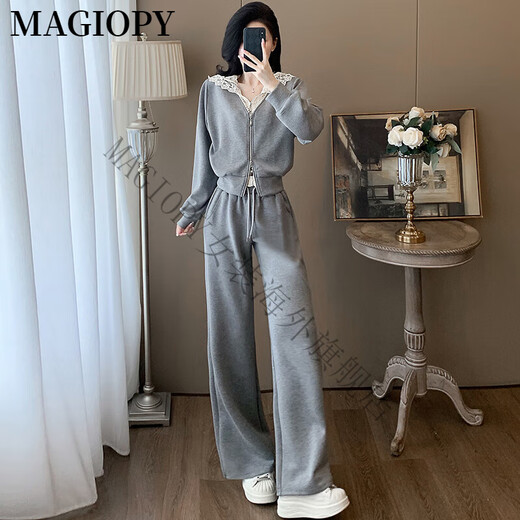 Magiopy International Luxury Brand haut de gamme Light French French Casual Fashion Suite pour femmes 2025 Spring Fashionable Age-Reducing Black Jacket Black Two-Piece Set XL (121-130Jin [Jin est égal à 0,5 kg]))