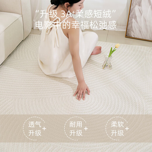 
Kanto IKEA Carpet Living Room Cream Style 2024 New No Washable Rubber Bedside Blanket Home Carpet Plain Line-15937 240cm*400cm Gold Thickness