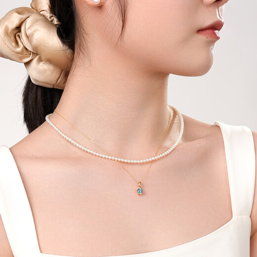 Dela Topaz Pendant Freshwater Pearl Necklace Perfect Round Flawless Bright Light Luxurious Fashion Versatile Clavicle Chain 520 Gift