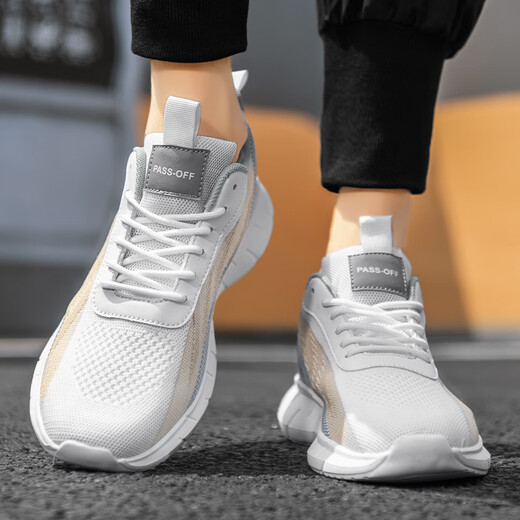 Pang Donglai zapatos para hombres de gran tamaño primavera y otoño transpirable delgable verano a prueba de olor y malla casual corriendo livianos livianos suaves zapatos versátiles versátiles 9893 beige 39