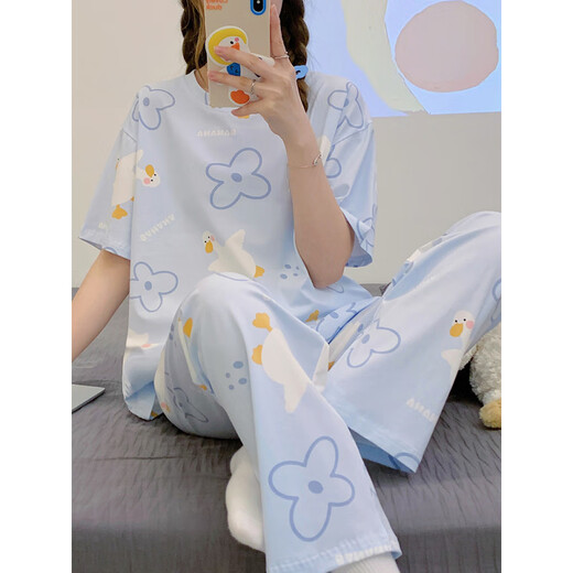 Pajama de terciopelo ártico para mujeres Puertos de algodón puro Summer Pantalones de manga corta para verano Summer Summer Yuguido Spring and Autumn Linda ropa para el hogar JZM-6625 Love M