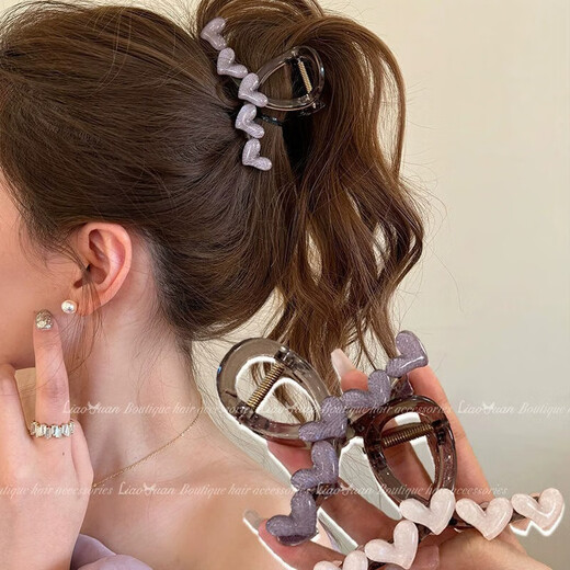 Love grabber female summer 2025 new style hairpin high-end large shark clip back head plate hairpin headdress 02 jelly color-light purple 8cm