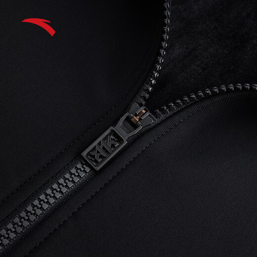 ANTA KT Series Men's Light Warm Velvet Sports Top 25 Years Winter Fashion Casual Sports Jacket 152541733 Basic Black-3 L (Male 175)