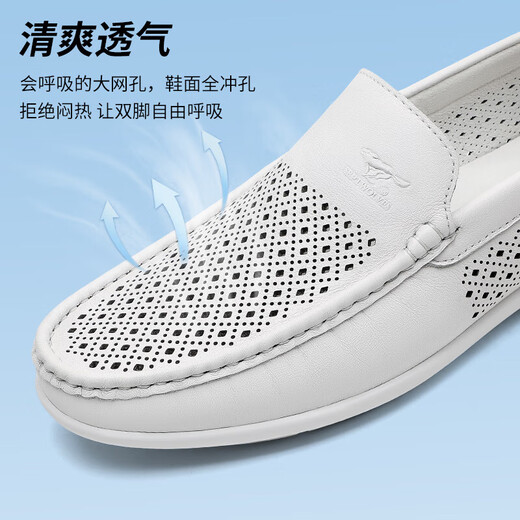 Siete zapatos de cuero genuino de cuero de siete lobos de cuero para hombres, zapatos de cuero casuales de cuero para hombres, verano, transpirable 2025 blanco 9925 41