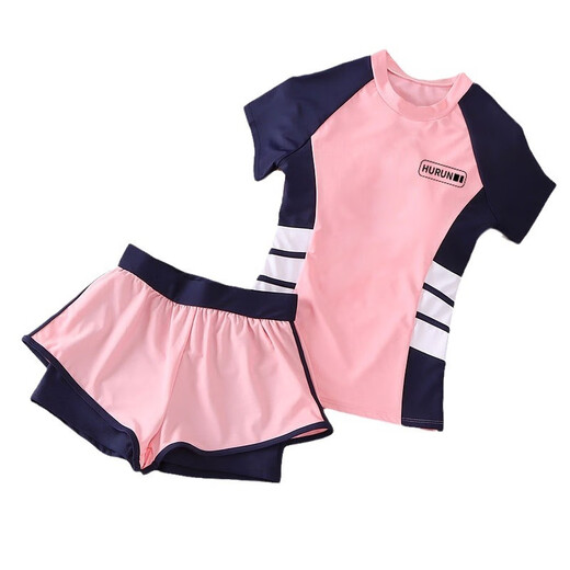 
Disney (Disney) children's swimsuits for women sweet split girls middle-aged and middle-aged children junior high school girls conservative training swimsuit set 9858 black and gray double-layer pants set 130 (50-60Jin [Jin equals 0.5 kg])