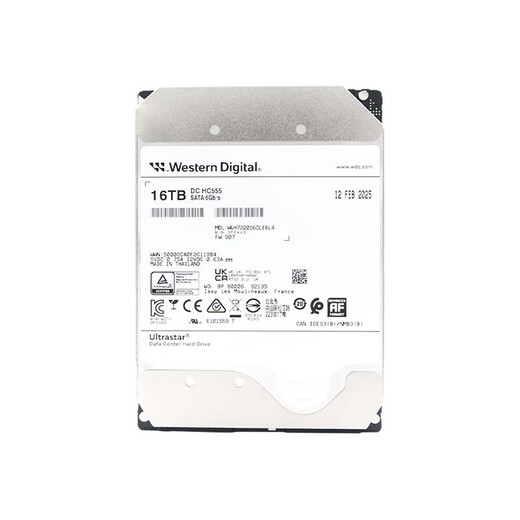 
Western Digital (WD) 16TB enterprise-grade helium mechanical hard drive HC555 SATA 7200 to 512MB CMR vertical server hard drive 3.5 inch WUH722016CLE6L4