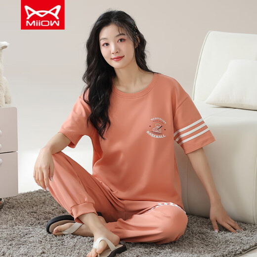 猫人 MIIOW睡衣女春夏季短袖长裤纯棉韩版学生夏天可外穿纯棉家居服套装 YZT9719 棉短长 M （80-斤）