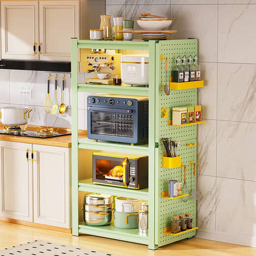 Yonghuan Küchenlagerregal boden montiert mehrschichtige Mikrowellenlagerstange Ofen Topf Rack Rack Regal Obst-Five-Layer 198cm High 12035 cm