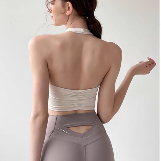 ALO YOGA quick-drying yoga vest women's all-in-one bra padded underwear Pilates sports fitness top off-white L