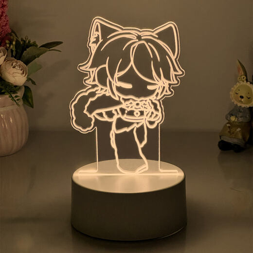 YWZR Light Encounter Peripheral Night Light White Bird Wizard Vanity Garland Initial Doll Doll Birthday Gift Ornament 9923 Cat Monochrome